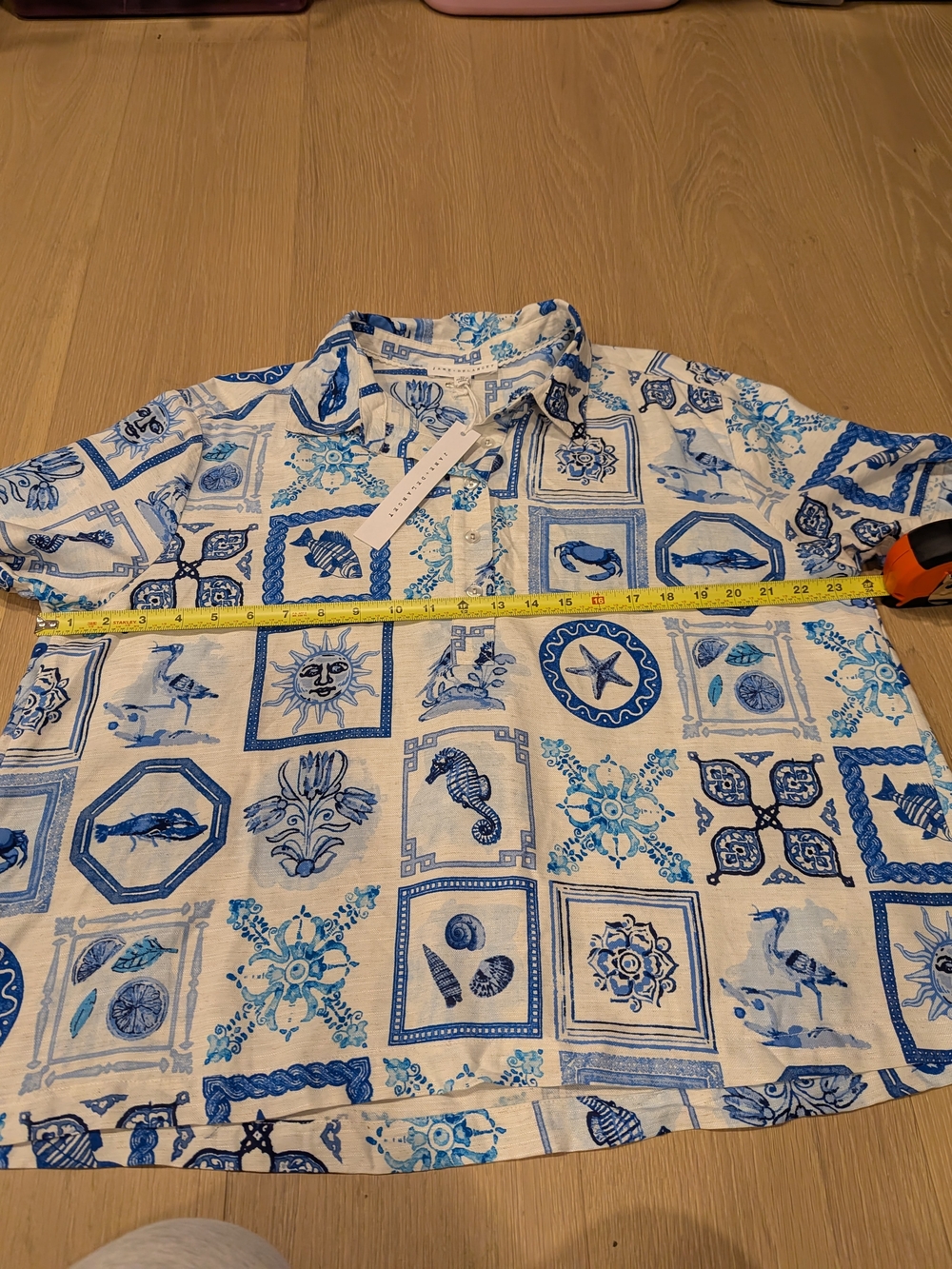 Blue and White Patterned Top - Picture 7 of 9
